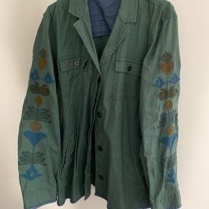 Orvis olive embroidered boho jacket